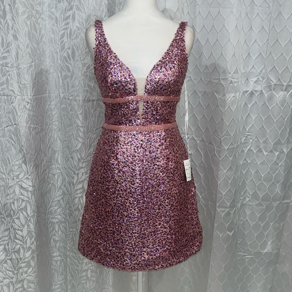 sequence blush pink cocktail dress NWT